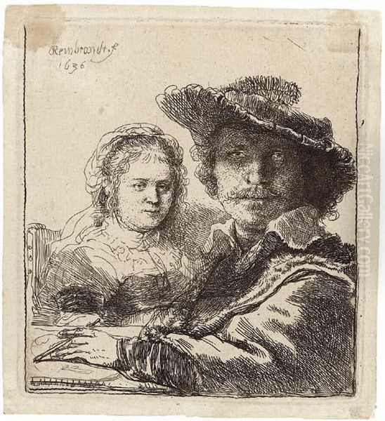 Self-portrait With Saskia Oil Painting by Rembrandt Van Rijn