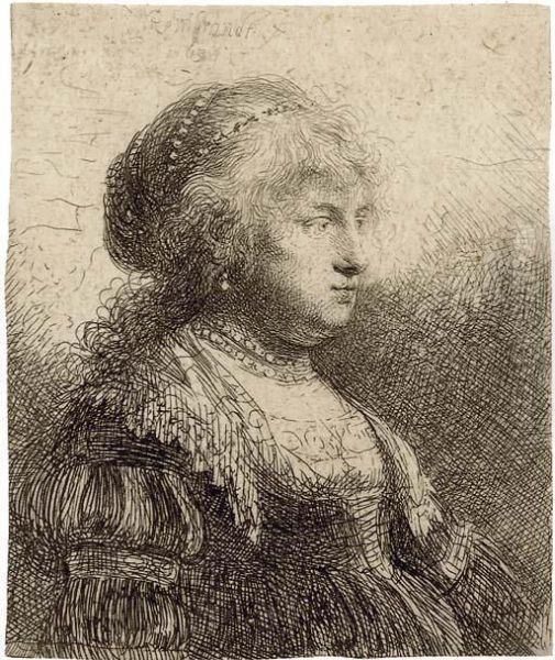 Saskia With Pearls In Her Hair Oil Painting by Rembrandt Van Rijn