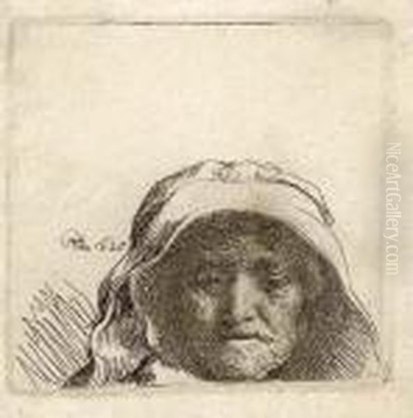 The Artist's Mother: Head Only, Full Face Oil Painting by Rembrandt Van Rijn