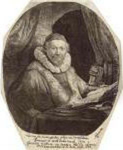 Jan Uytenbogaert, Preacher Of The Remonstrants Oil Painting by Rembrandt Van Rijn