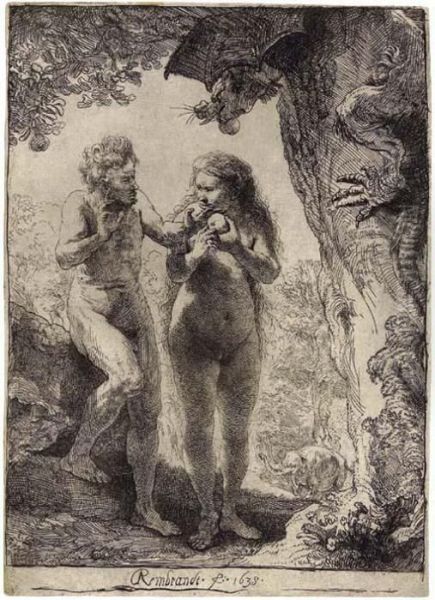 Adam And Eve Oil Painting by Rembrandt Van Rijn