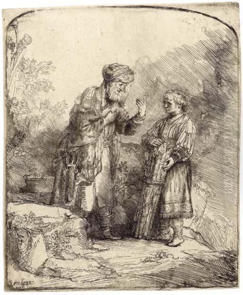 Abraham And Isaac Oil Painting by Rembrandt Van Rijn