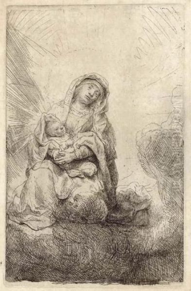 The Virgin And Child In The Clouds Oil Painting by Rembrandt Van Rijn