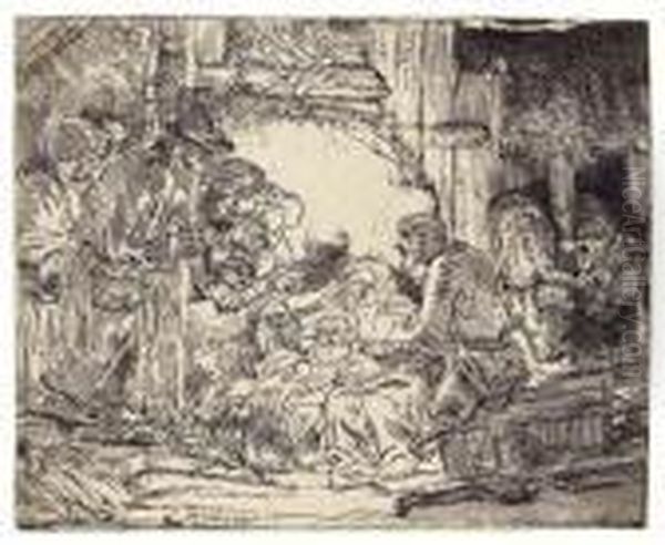 The Adoration Of The Shepherds With The Lamp Oil Painting by Rembrandt Van Rijn