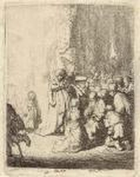 The Presentation In The Temple With The Angel: Small Plate by Rembrandt Van Rijn