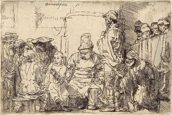 Christ Seated Disputing With The Doctors Oil Painting by Rembrandt Van Rijn