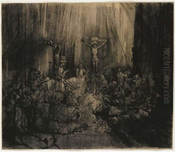 The Three Crosses Oil Painting by Rembrandt Van Rijn