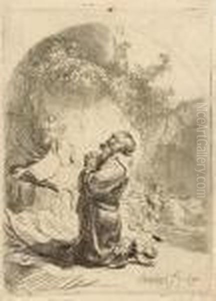 Saint Jerome Praying: Arched Oil Painting by Rembrandt Van Rijn