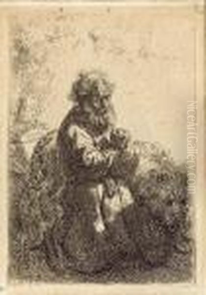 Saint Jerome Kneeling In Prayer, Looking Down Oil Painting by Rembrandt Van Rijn