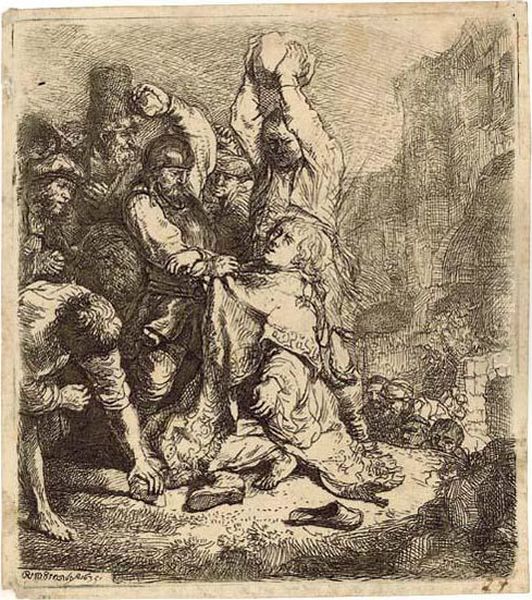 The Stoning Of Saint Stephen Oil Painting by Rembrandt Van Rijn