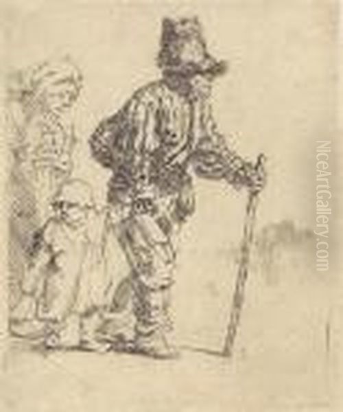 A Peasant Family On The Tramp Oil Painting by Rembrandt Van Rijn