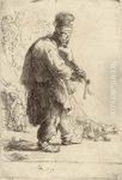 A Blind Fiddler Oil Painting by Rembrandt Van Rijn