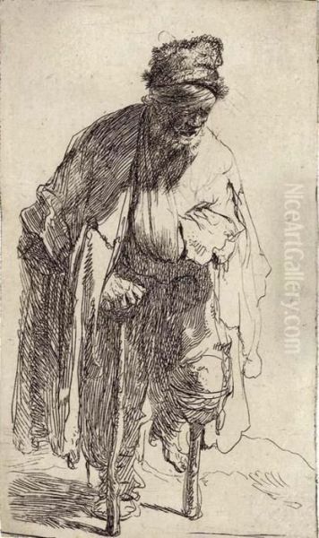 A Beggar With A Wooden Leg Oil Painting by Rembrandt Van Rijn