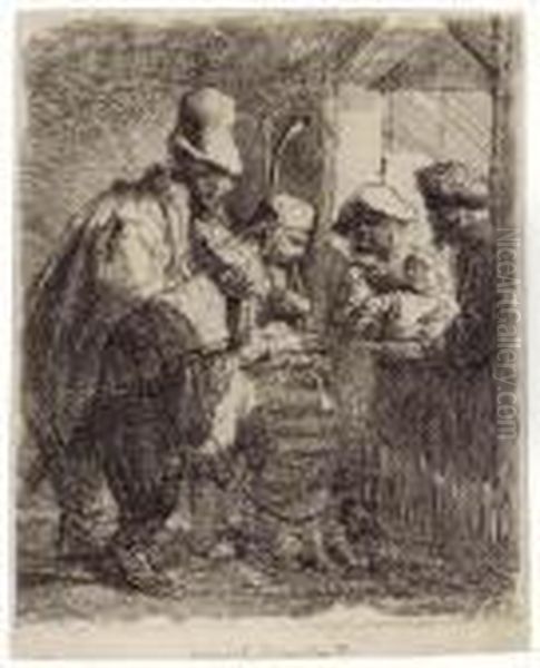 The Strolling Musicians Oil Painting by Rembrandt Van Rijn