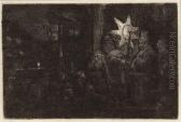 The Star Of The Kings: A Night Piece Oil Painting by Rembrandt Van Rijn