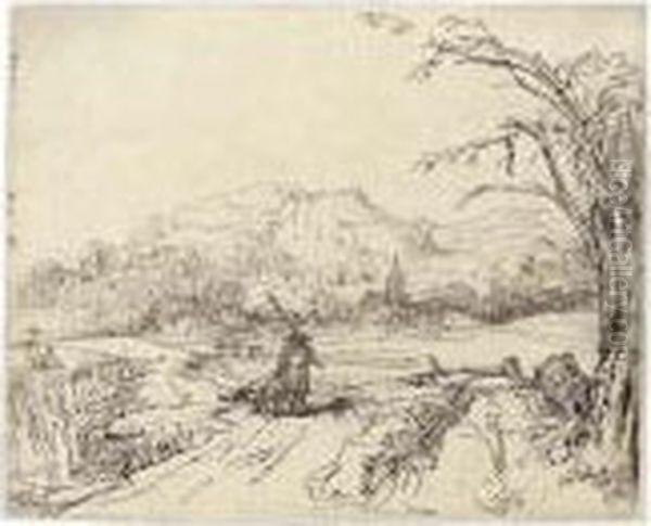 Landscape With A Sportsman And Dog Oil Painting by Rembrandt Van Rijn