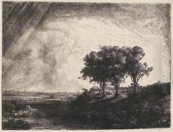 The Three Trees Oil Painting by Rembrandt Van Rijn