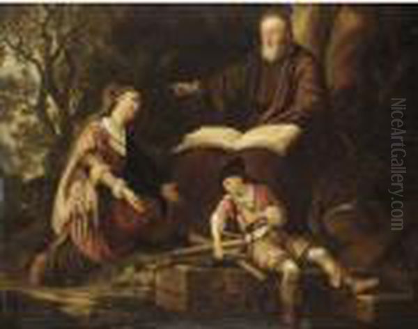 La Famiglia Di Abramo Oil Painting by Rembrandt Van Rijn