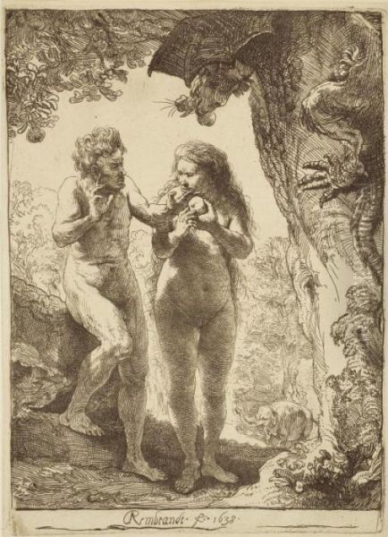 Adam And Eve Oil Painting by Rembrandt Van Rijn