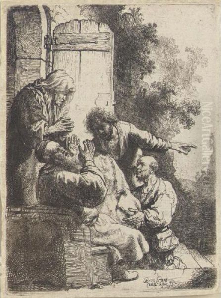 Joseph's Coat Brought To Jacob Oil Painting by Rembrandt Van Rijn