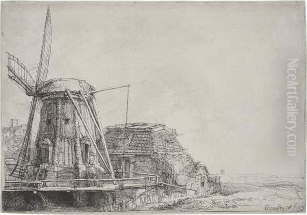 The Windmill Oil Painting by Rembrandt Van Rijn