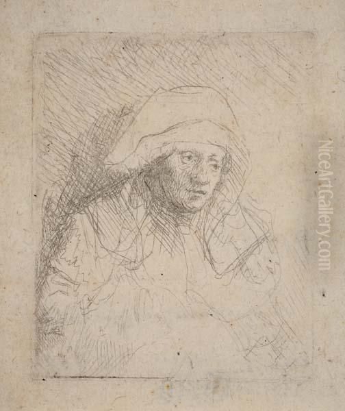 Sick Woman With A Large, White Headdress (saskia) Oil Painting by Rembrandt Van Rijn