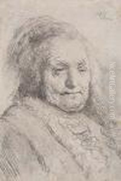 The Artist's Mother, Head And Bust: Three-quartersright Oil Painting by Rembrandt Van Rijn