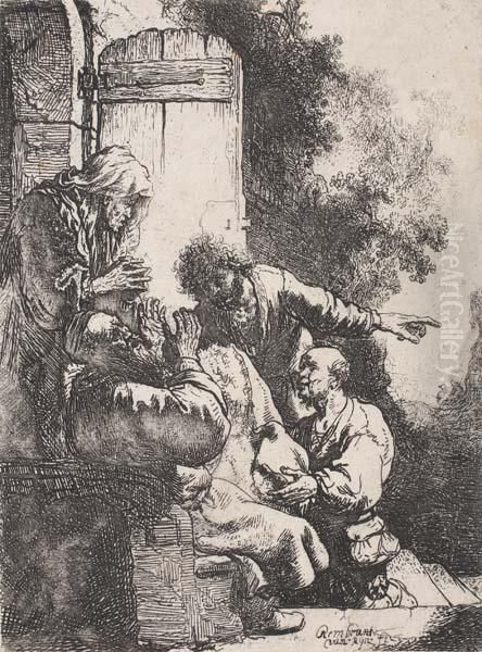 Joseph's Coat Brought To Jacob Oil Painting by Rembrandt Van Rijn