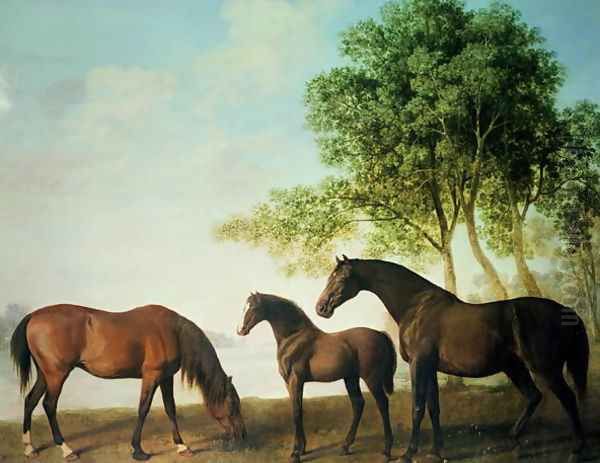 Shafto Mares and a Foal Oil Painting by George Stubbs