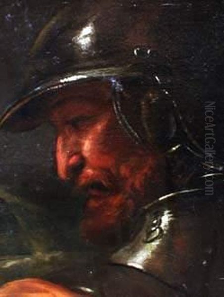 Rijn, Maniere De, Portrait D'un Soldat En Casque Et Cuirasse Oil Painting by Rembrandt Van Rijn