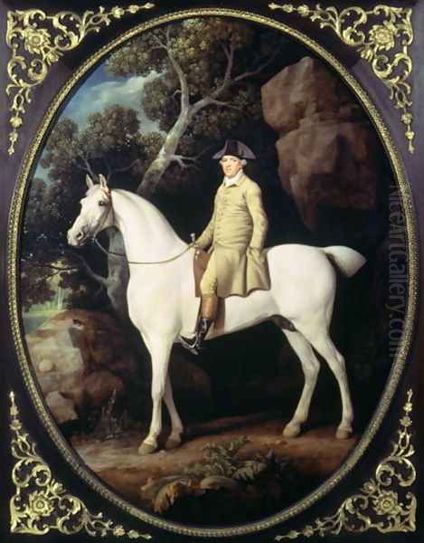 Huntsman with a Grey Hunter and Two Foxhounds: details from the Goodwood Hunting picture, 1760-61 Oil Painting by George Stubbs