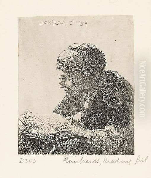 Woman Reading (b., Holl. 345; H.113), 1634 Oil Painting by Rembrandt Van Rijn