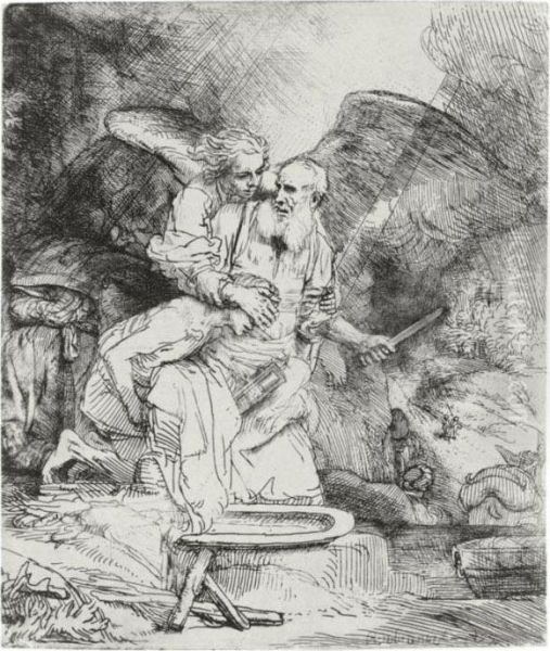 Abraham's Sacrifice (b., Holl. 35; H. 283; Bb. 55-b) Oil Painting by Rembrandt Van Rijn