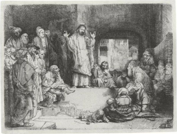 Christ Preaching ('la Petite Tombe') (b., Holl. 67; H. 256; Bb. 52-2) Oil Painting by Rembrandt Van Rijn