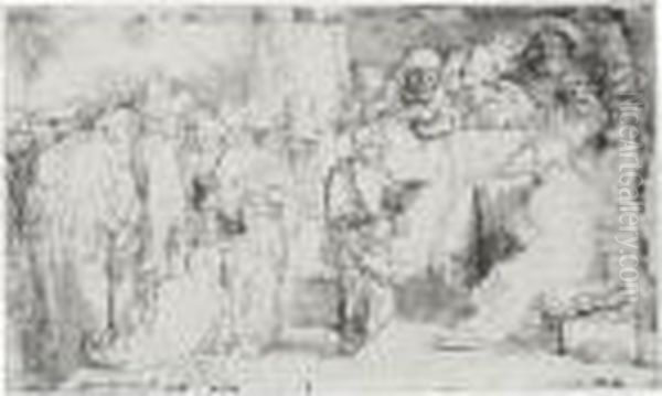 Christ Disputing With The Doctors: A Sketch (b., Holl. 65; H. 257; Bb. 52-b) Oil Painting by Rembrandt Van Rijn