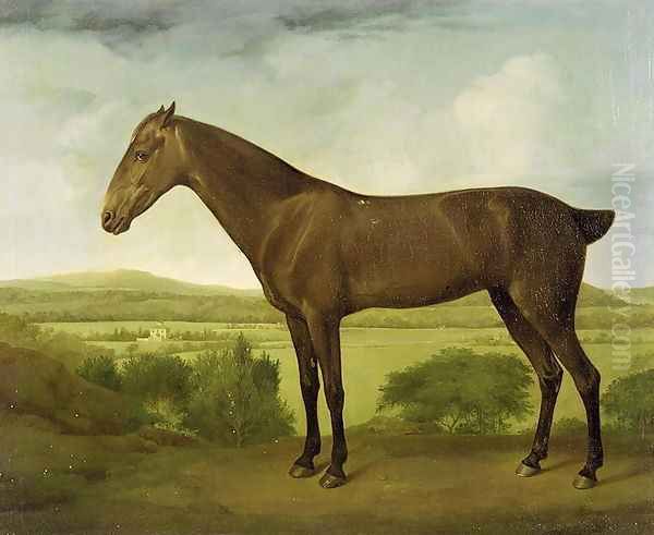 Brown Horse in a Hilly Landscape, c.1780-1800 Oil Painting by George Stubbs