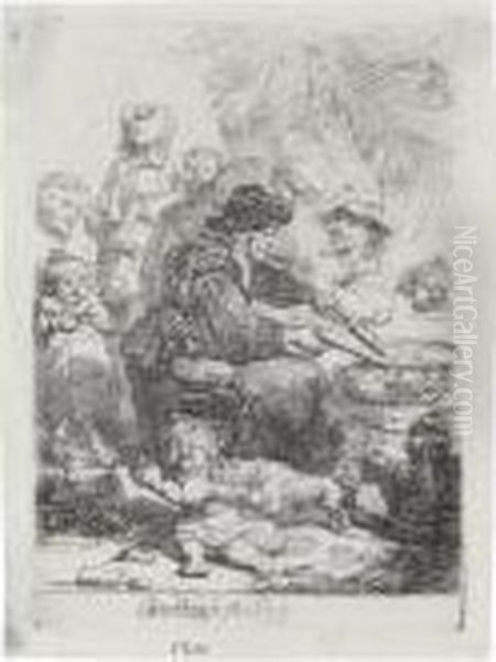 The Pancake Woman (b., Holl. 124; H. 141; Bb. 35-j) Oil Painting by Rembrandt Van Rijn