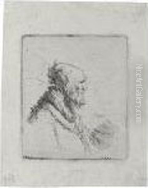 Bald Old Man With A Short Beard, In Profile Right (b., Holl. 306; H. 136; Bb. 35-6) Oil Painting by Rembrandt Van Rijn