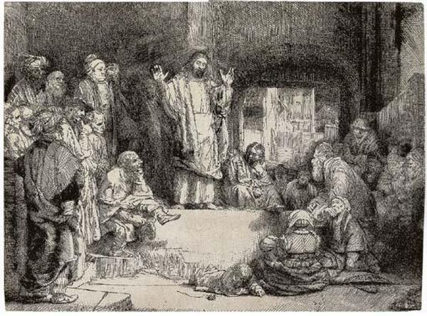 Christ Preaching Oil Painting by Rembrandt Van Rijn