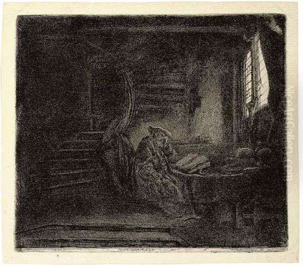 Saint Jerome In A Dark Chamber Oil Painting by Rembrandt Van Rijn