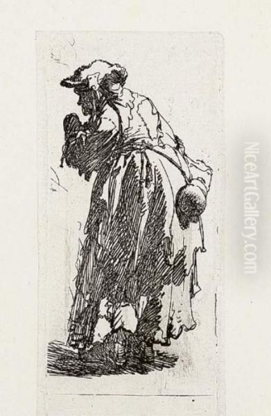 An Old Beggar Woman With A Gourd Oil Painting by Rembrandt Van Rijn