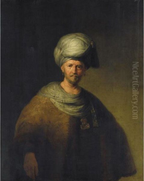 A Man In Oriental Costume - ````the Noble Slav' Oil Painting by Rembrandt Van Rijn