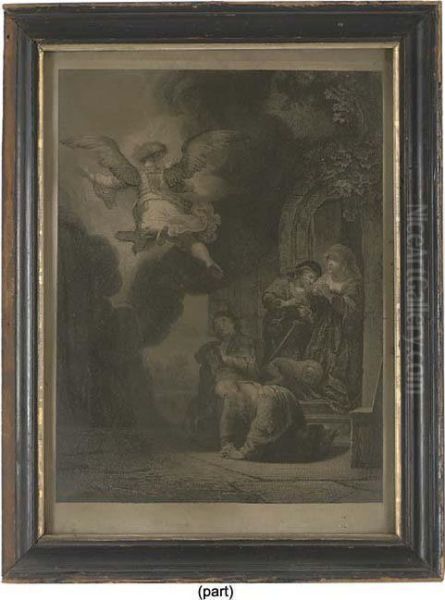 The Archangel Raphael Parting From Tobias And His Family Oil Painting by Rembrandt Van Rijn