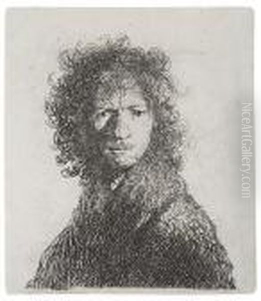 Self Portrait Frowning: Bust Oil Painting by Rembrandt Van Rijn