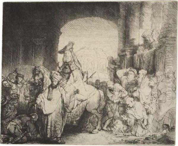 The Triumph Of Mordecai Oil Painting by Rembrandt Van Rijn