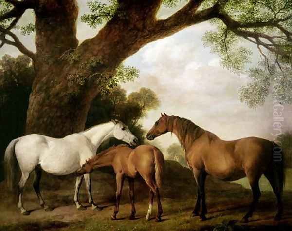 Two Shafto Mares and a Foal, 1774 Oil Painting by George Stubbs