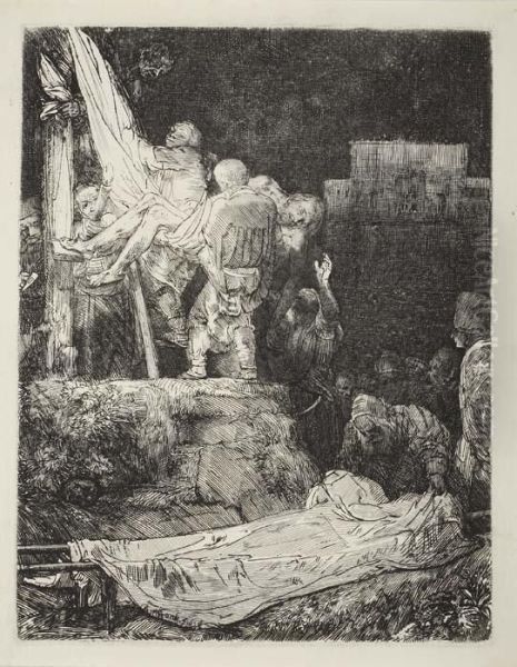 The Descent From The Cross By Torchlight Oil Painting by Rembrandt Van Rijn