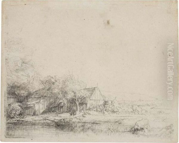 Landscape With A Cow Oil Painting by Rembrandt Van Rijn