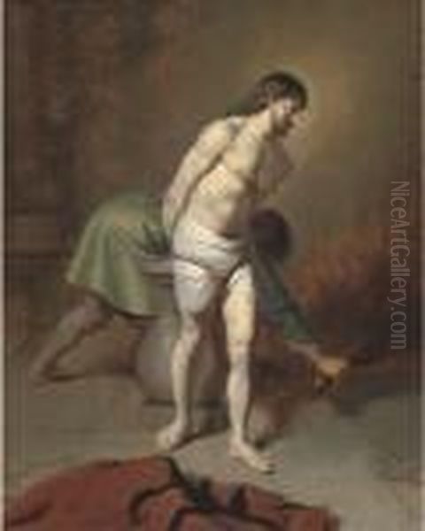 Christ At The Column Oil Painting by Rembrandt Van Rijn