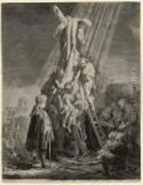 The Descent From The Cross: Second Plate Oil Painting by Rembrandt Van Rijn